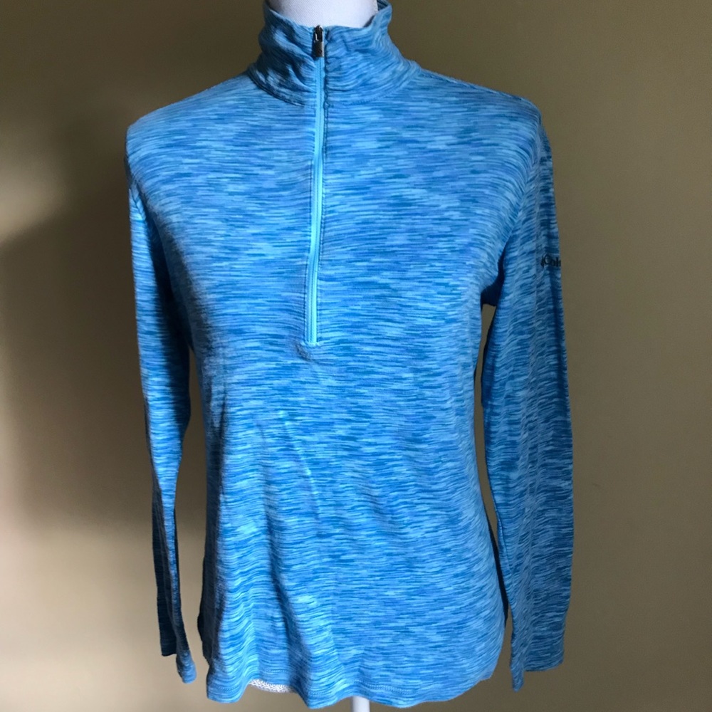 Columbia Blue Green Space Dye 1/4 Pullover Sz L